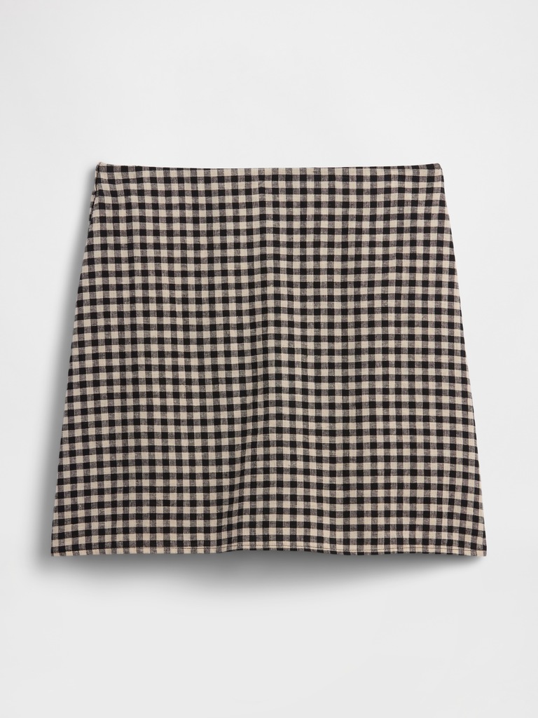 Linen-Blend Pull-On Mini Skirt