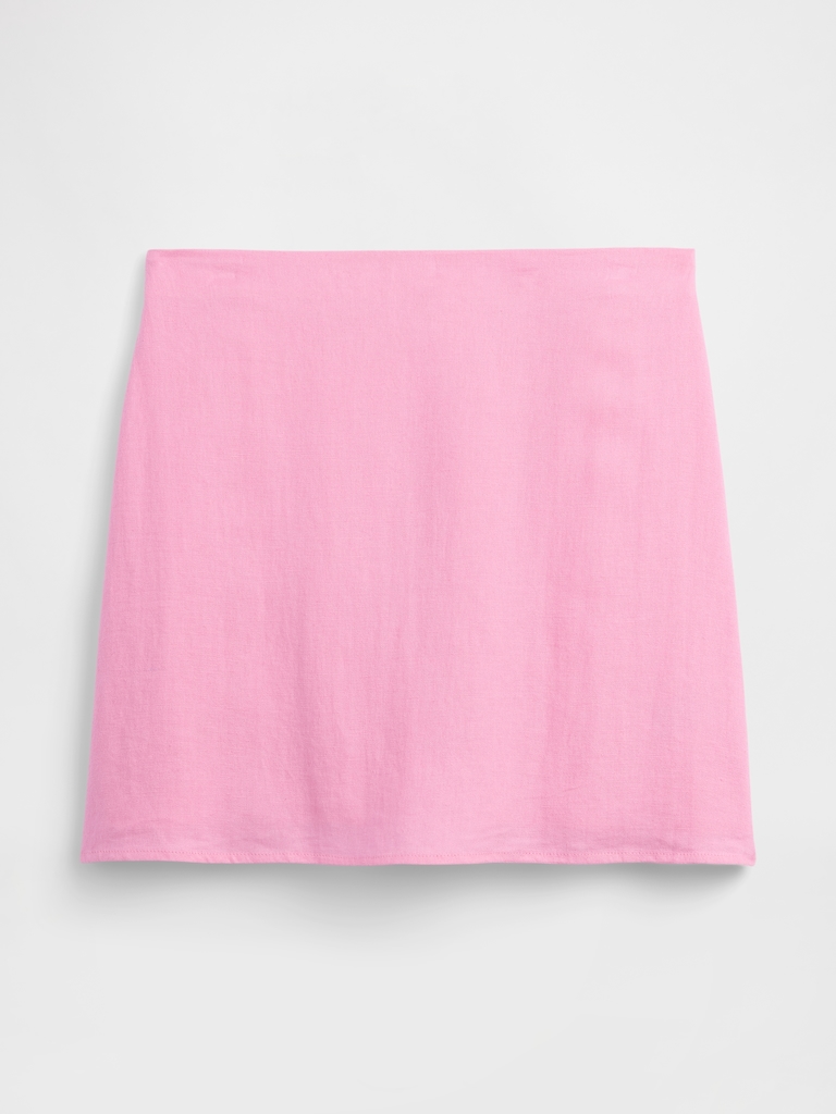 Linen-Blend Pull-On Mini Skirt