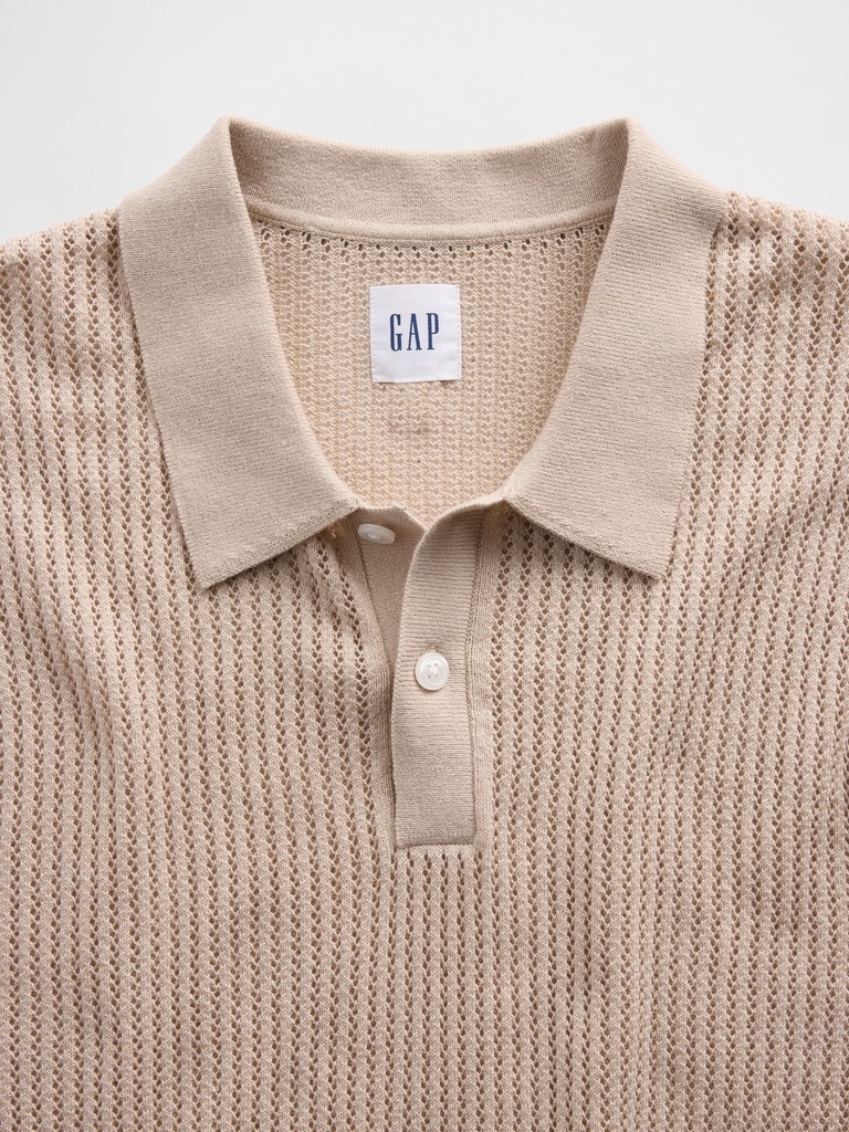 Crochet Sweater Polo Shirt