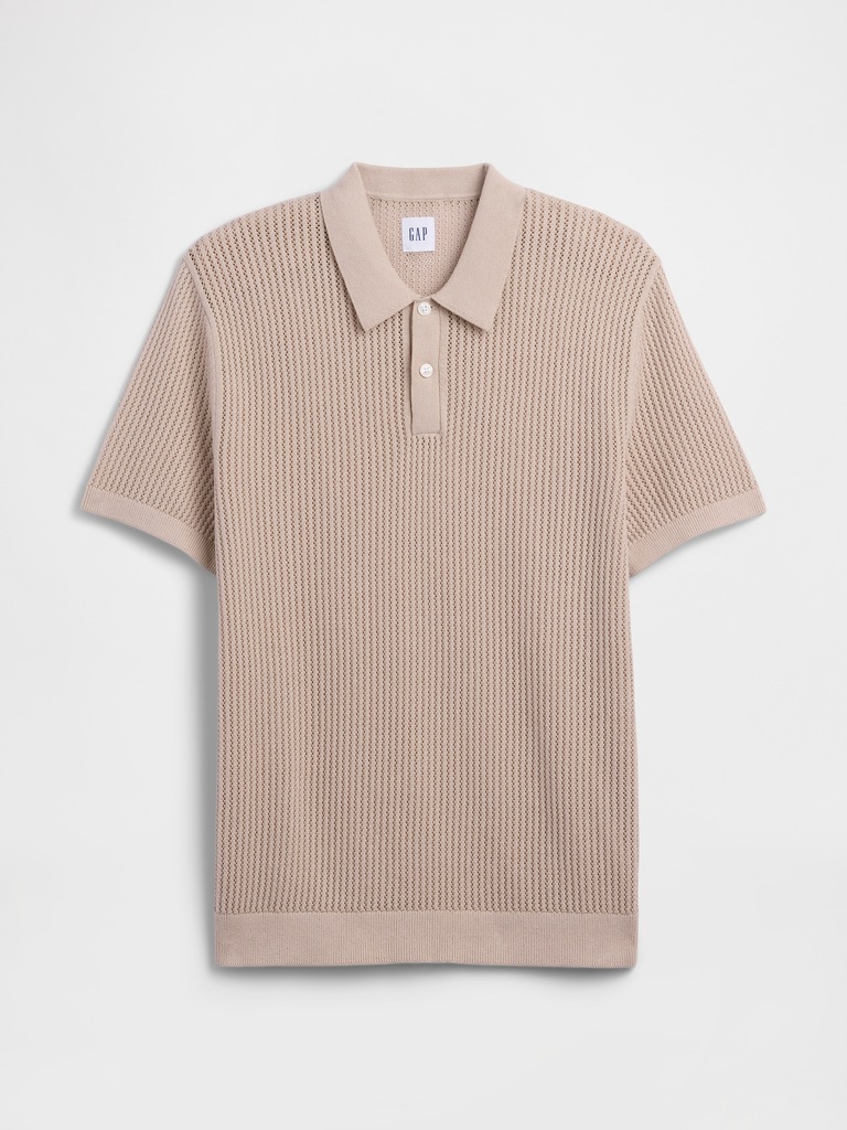 Crochet Sweater Polo Shirt