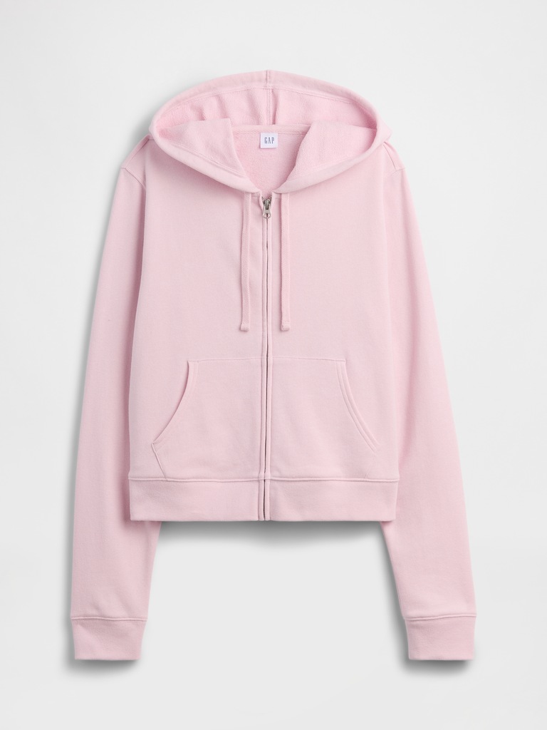 French Terry Cropped Zip Hoodie
