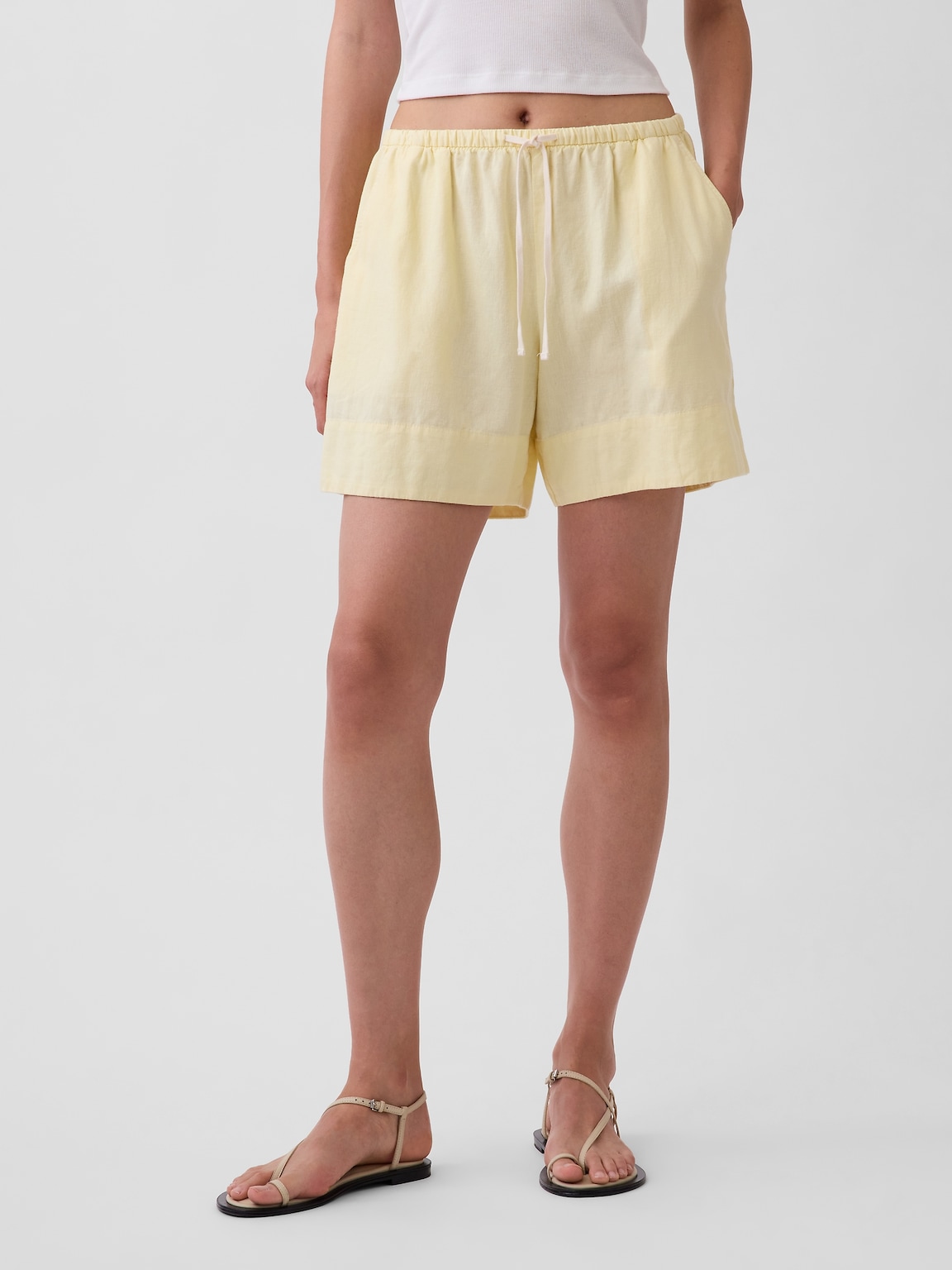 Linen-Blend Easy Shorts