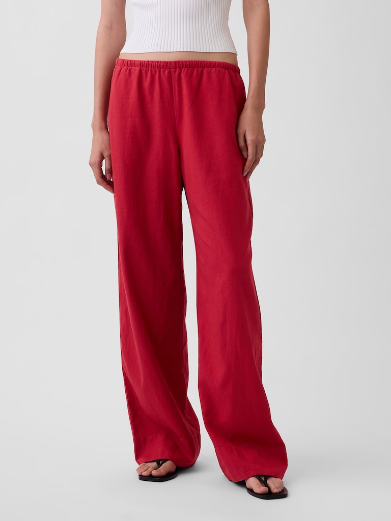 Linen-Blend Relaxed Wide-Leg Pants