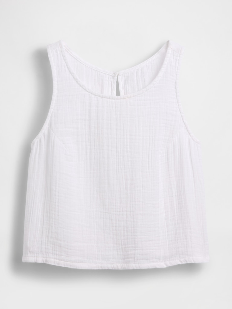 Cotton Gauze Racer Shell Tank Top