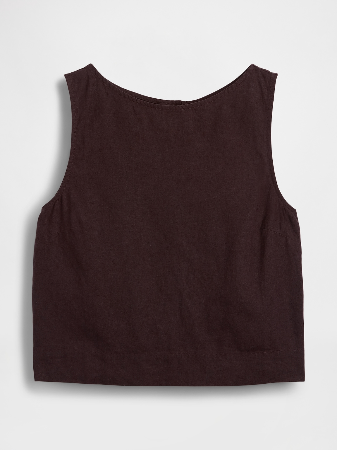 Linen-Blend Crop Shell Tank Top