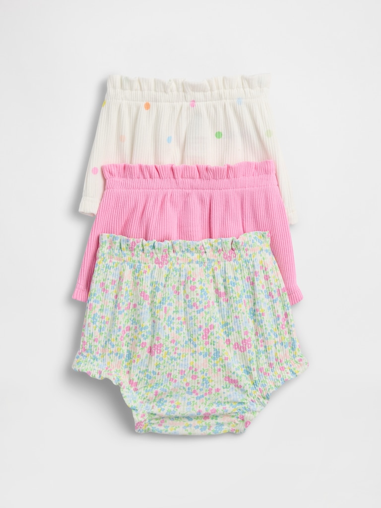 Baby TinyRib Pull-On Ruffle Shorts (3-Pack)