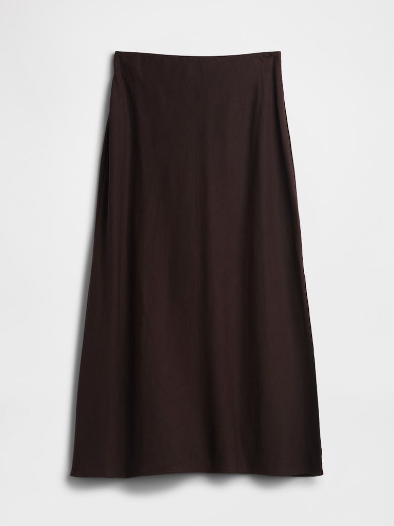 Linen-Blend Maxi Slip Skirt