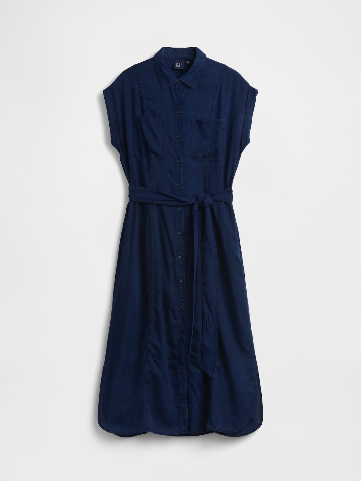 Denim Tie-Waist Utility Midi Dress
