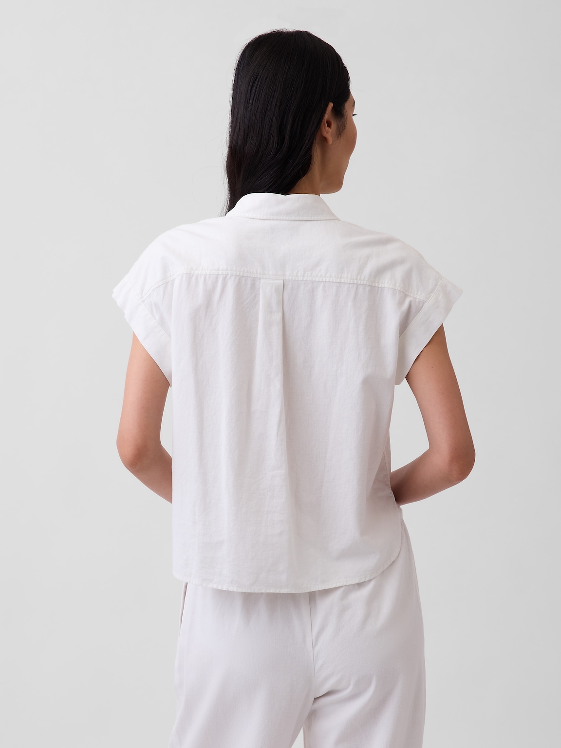 Linen-Blend Oversized Shirt