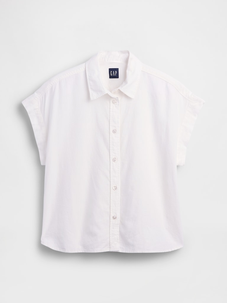 Linen-Blend Oversized Shirt