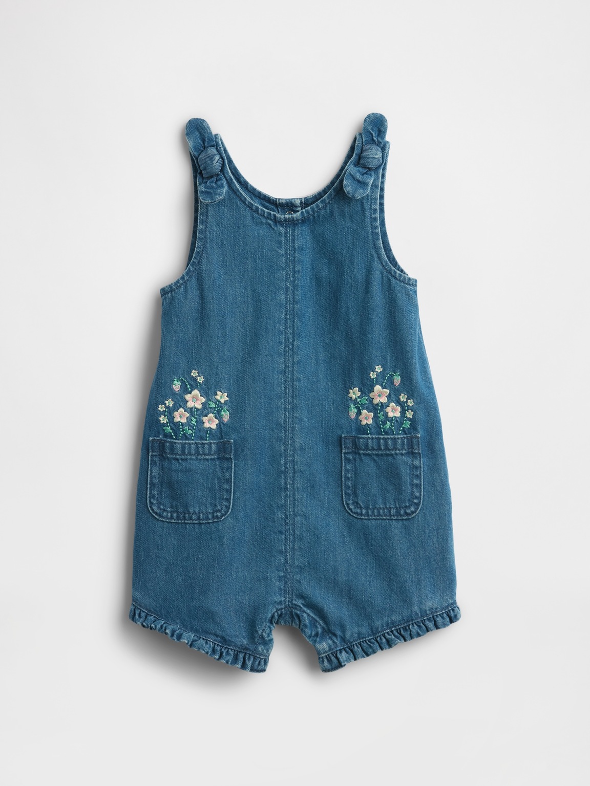 Baby Embroidered Floral Denim One-Piece