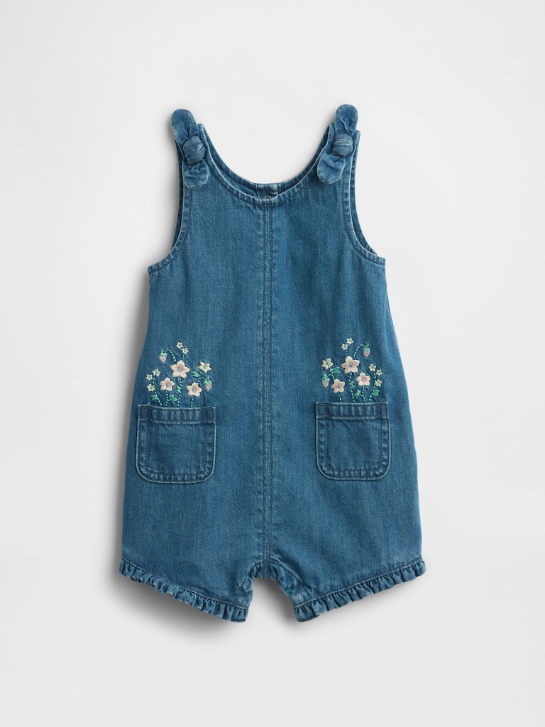 Baby Embroidered Floral Denim One-Piece