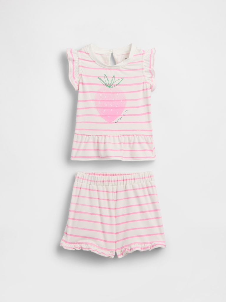 Baby Strawberry Ruffle Outfit Set