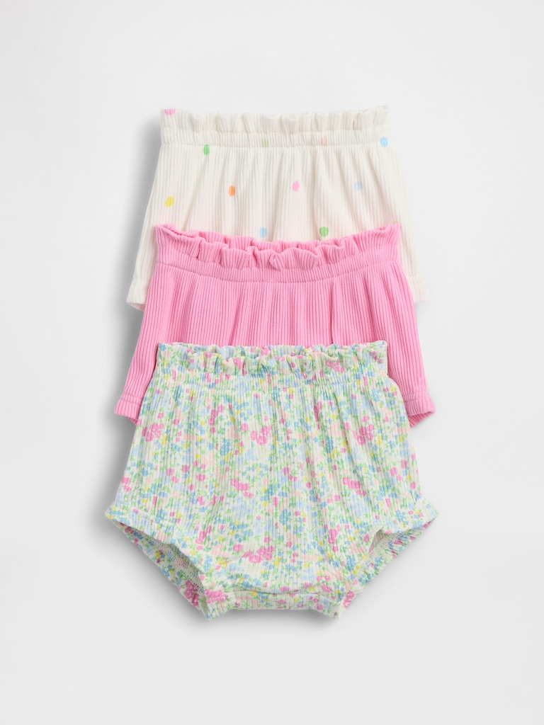 Baby TinyRib Pull-On Ruffle Shorts (3-Pack)