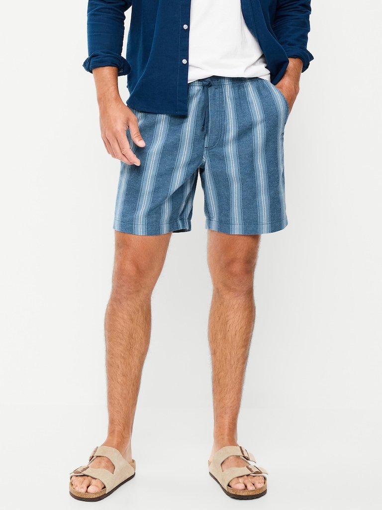Linen-Blend Jogger Shorts -- 7-inch inseam