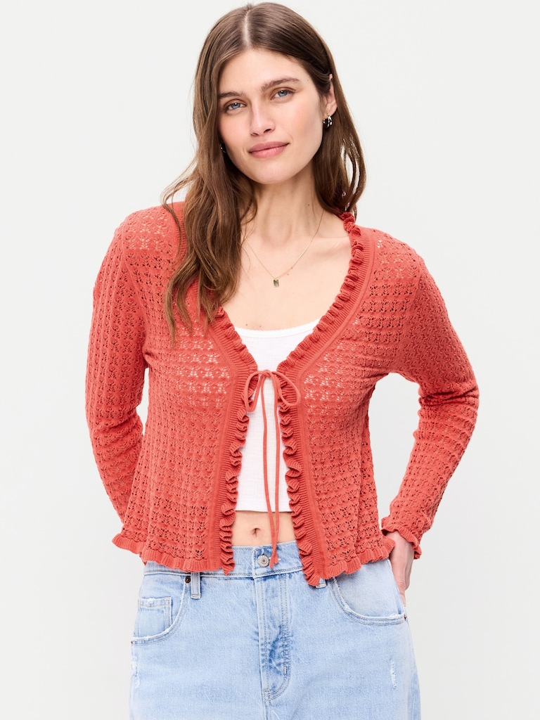 Tie-Front Open Cardigan