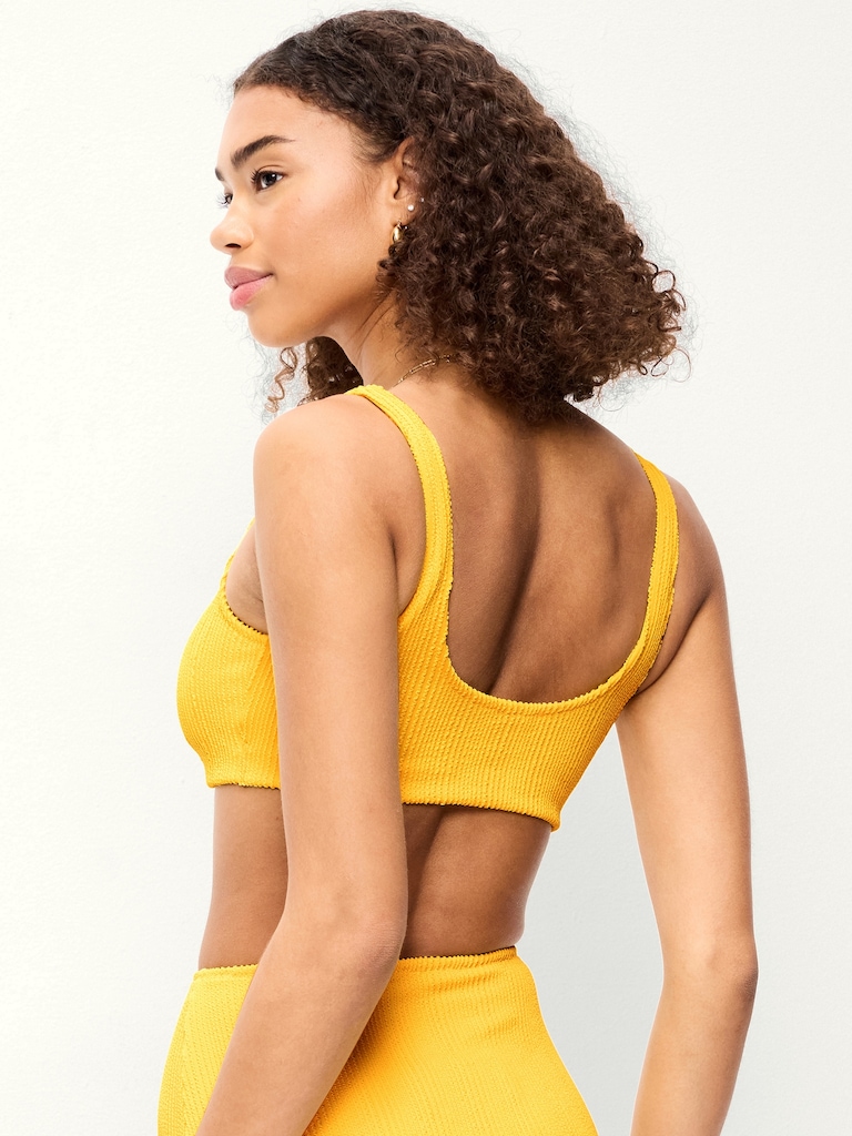 Ribbed Scoop-Neck Swim Top