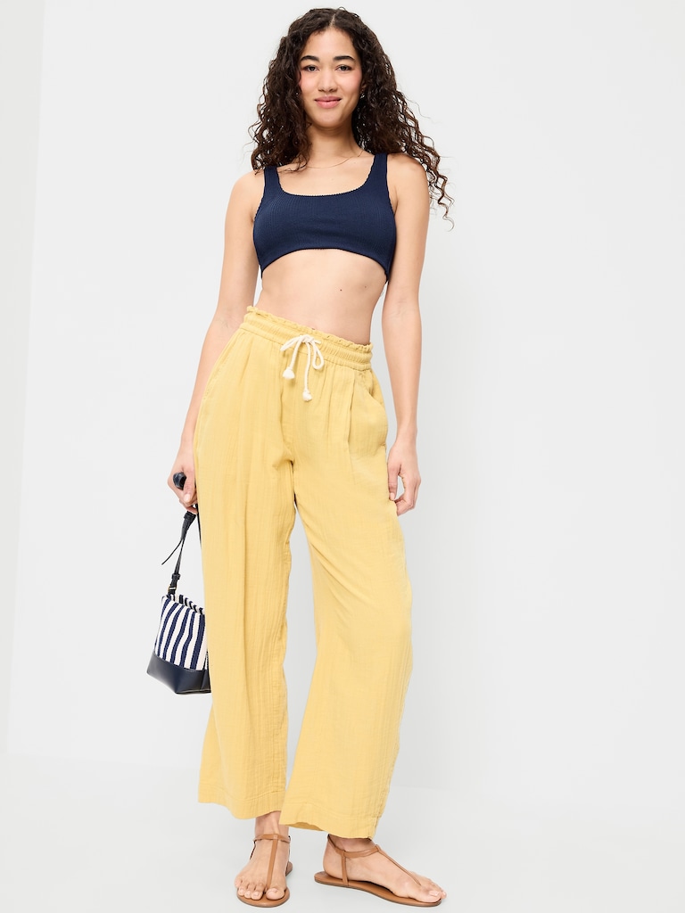 Ribbed Scoop-Neck Swim Top