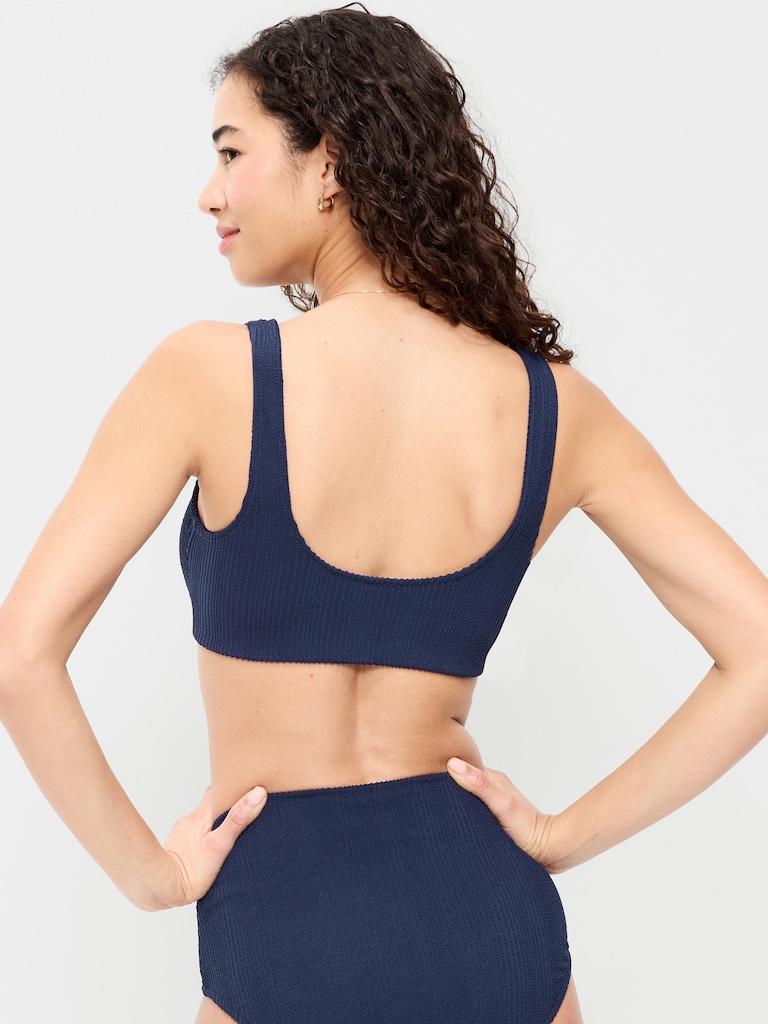 Ribbed Scoop-Neck Swim Top