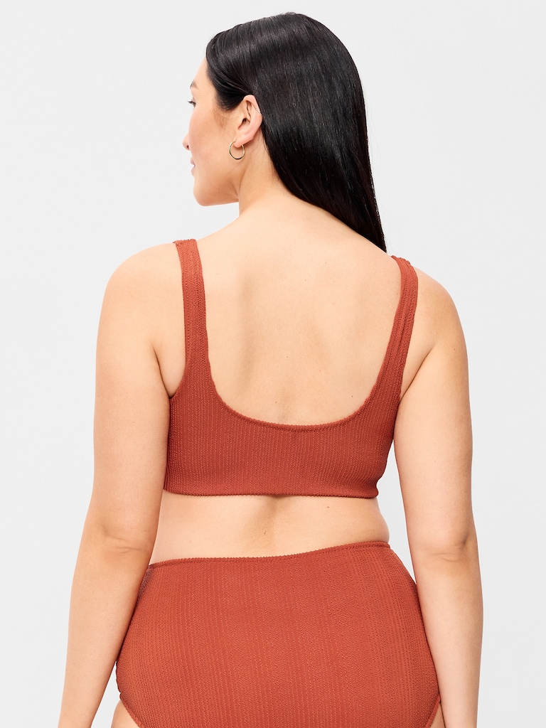 Ribbed Scoop-Neck Swim Top