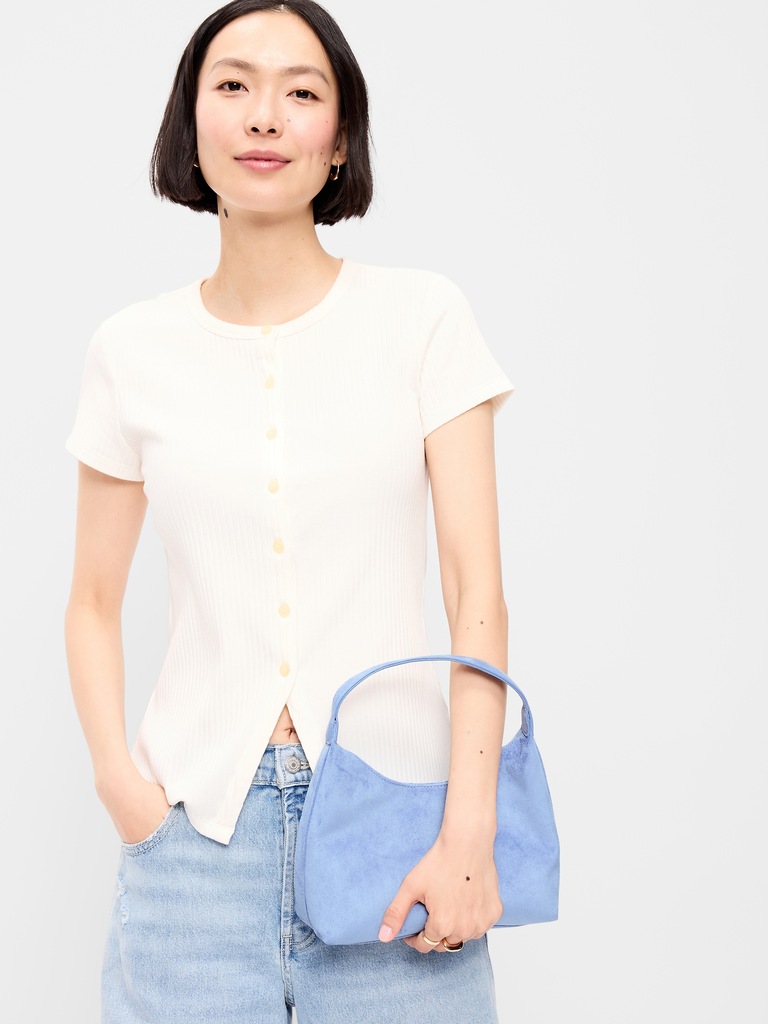 Faux-Suede Mini Hobo Bag