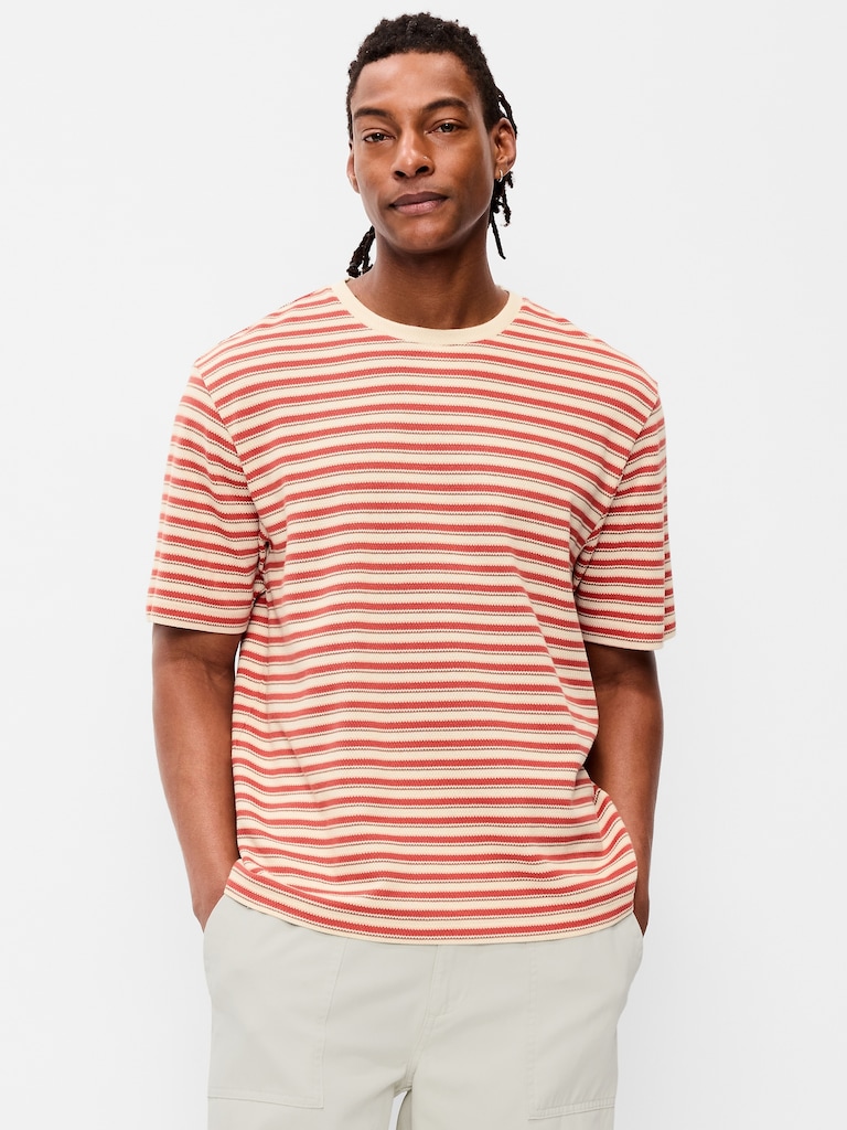 Textured-Knit Striped T-Shirt