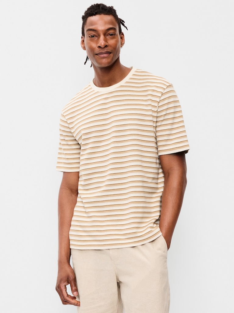 Textured-Knit Striped T-Shirt