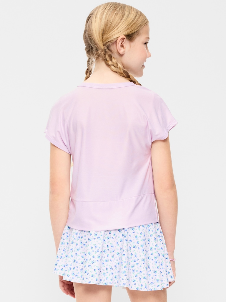 CloudMotion Short-Sleeve Front-Knot T-Shirt for Girls