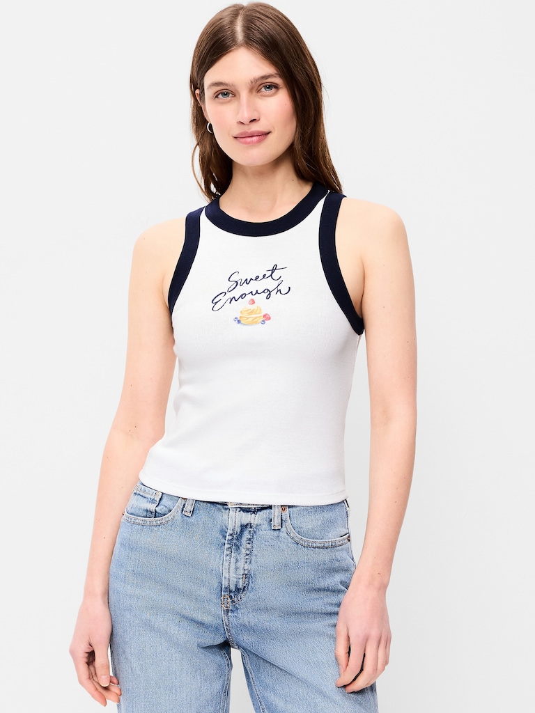 Graphic Snug Crop Tank Top