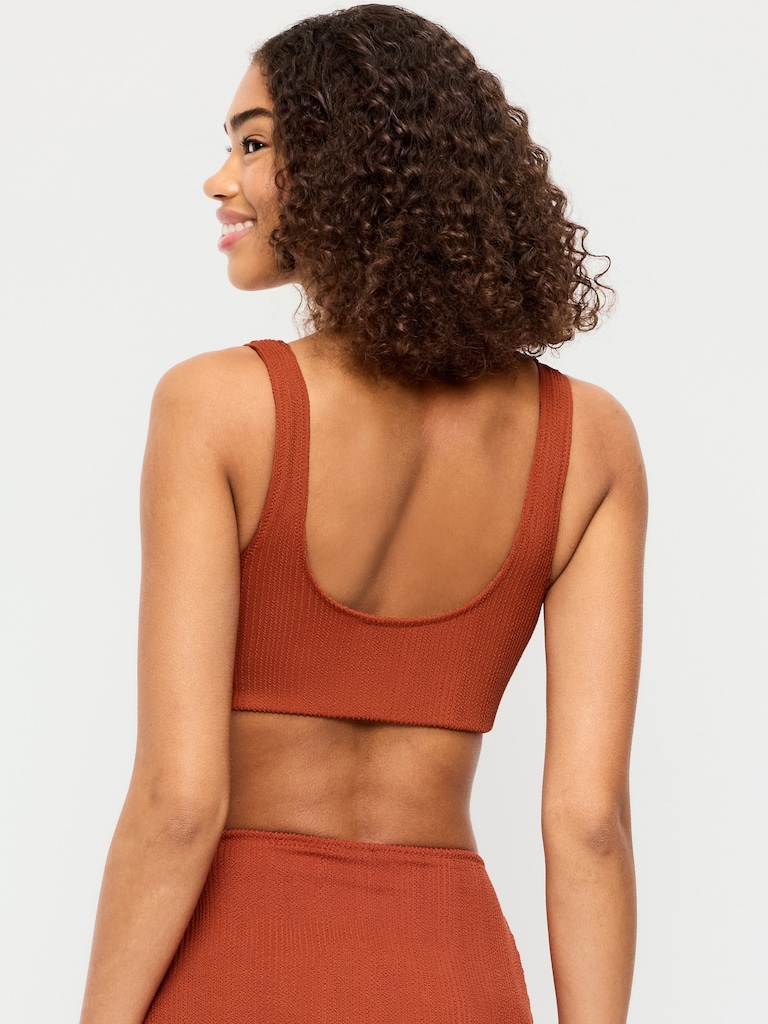 Ribbed Scoop-Neck Swim Top