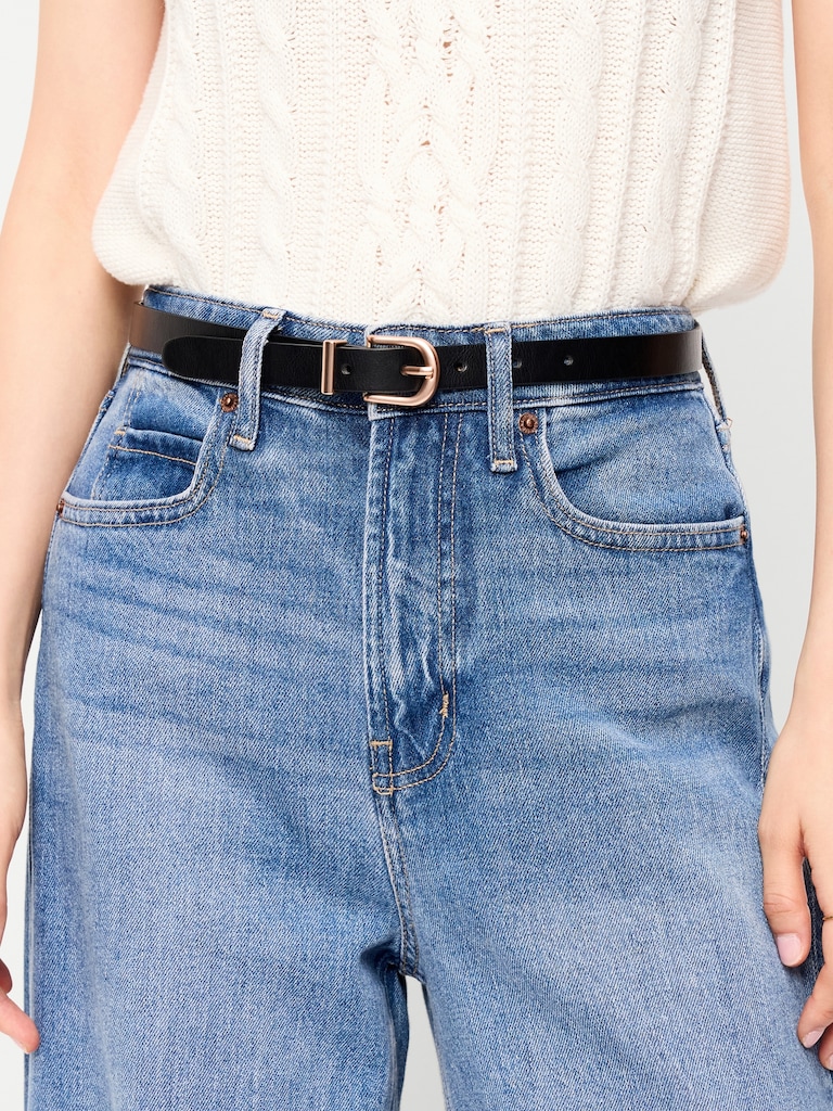 Classic Slim Faux-Leather Belt