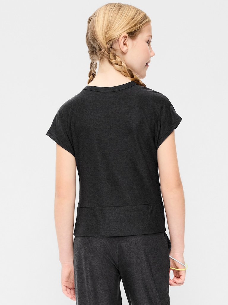 CloudMotion Short-Sleeve Front-Knot T-Shirt for Girls