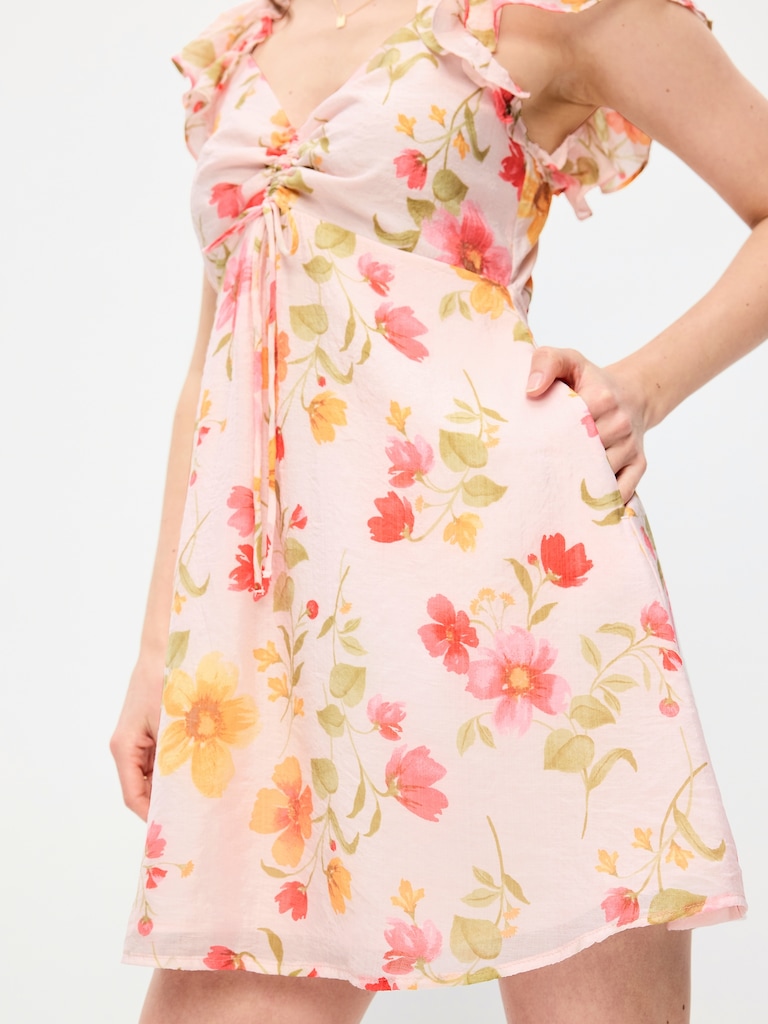 Flutter-Sleeve Fit & Flare Mini Dress