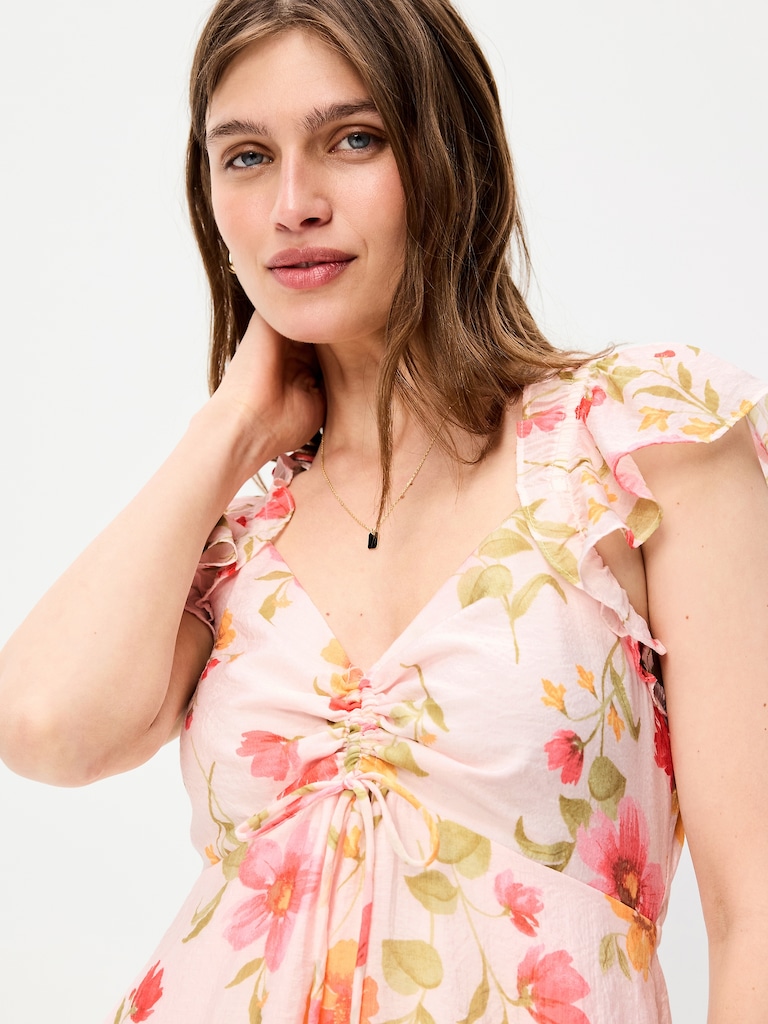 Flutter-Sleeve Fit & Flare Mini Dress