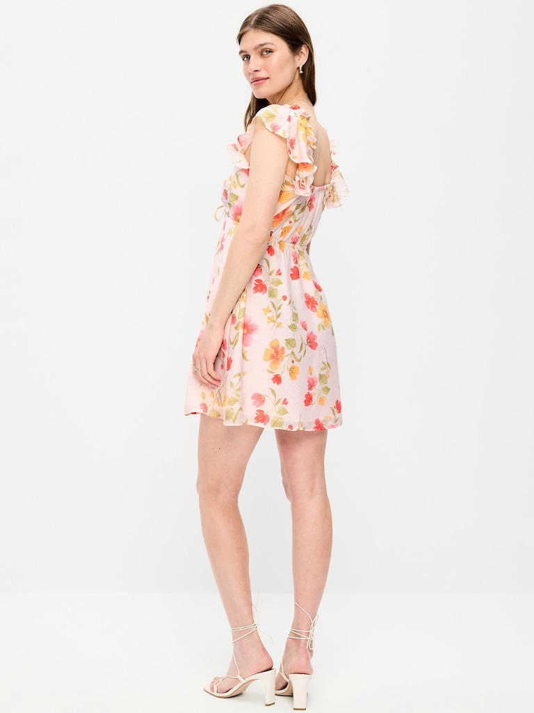 Flutter-Sleeve Fit & Flare Mini Dress