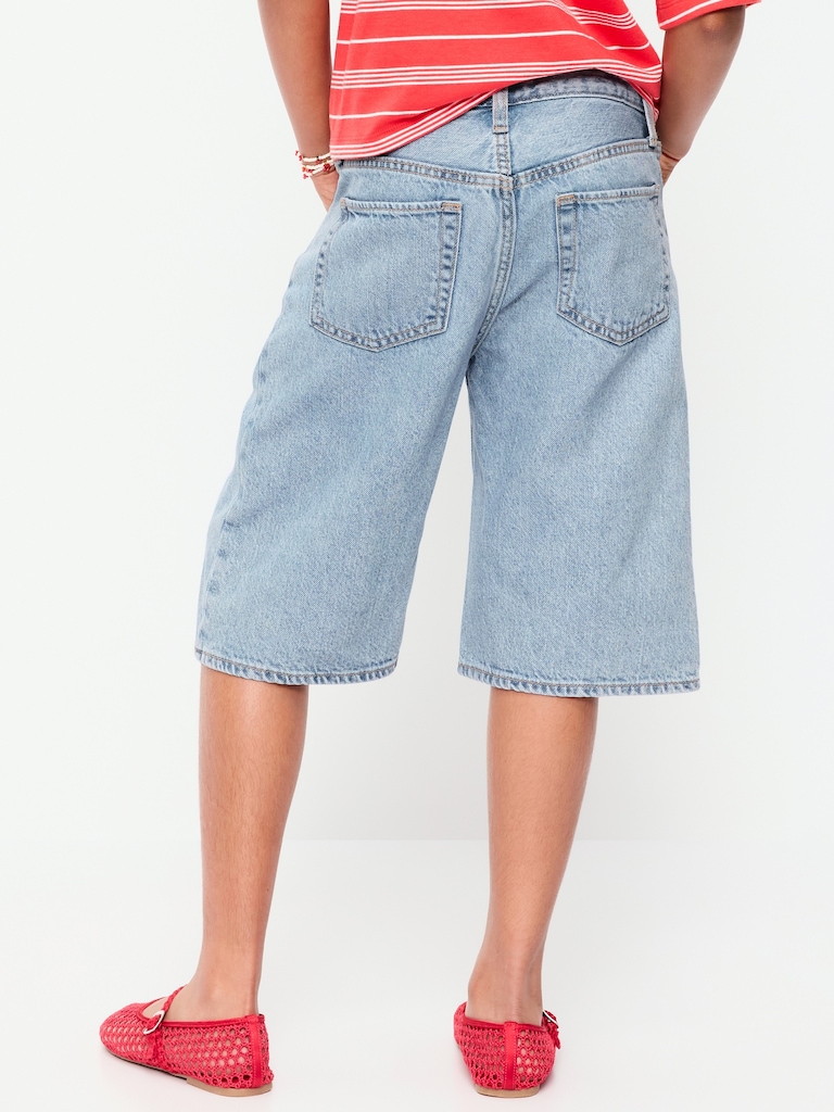 Baggy Crossover Jean Shorts for Girls