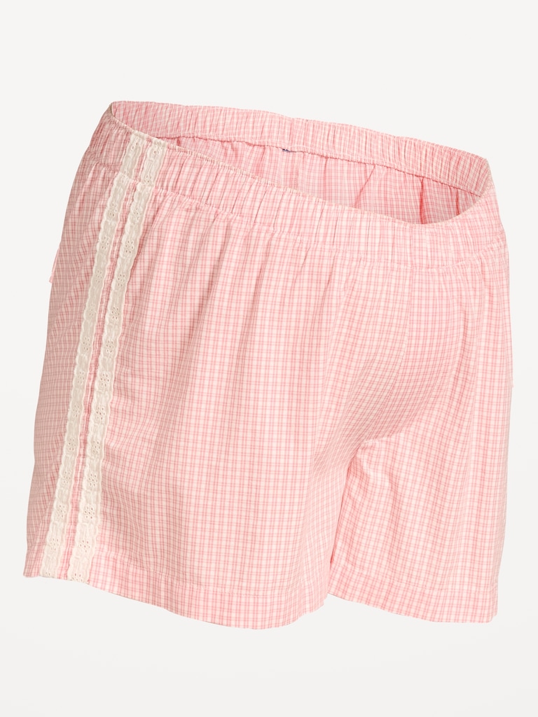 Maternity Poplin Boxer Pajama Shorts