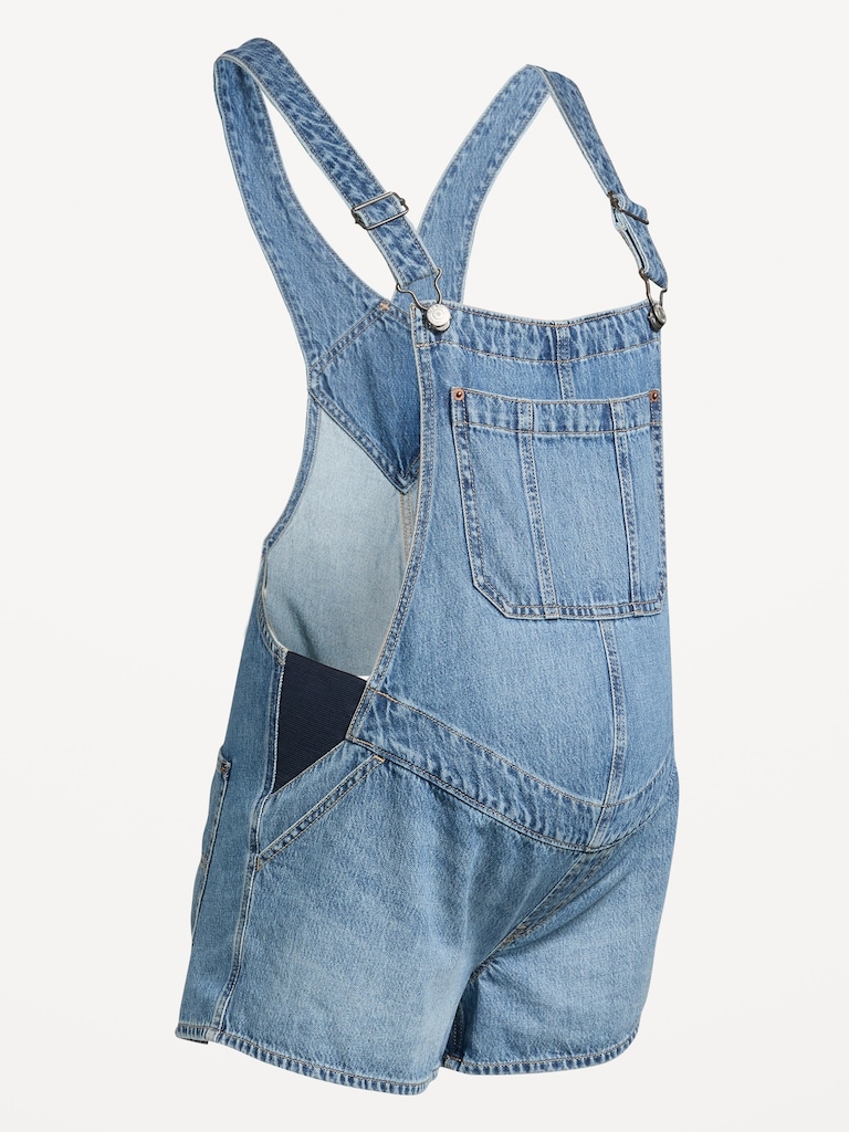 Maternity Side-Panel Jean Shortalls