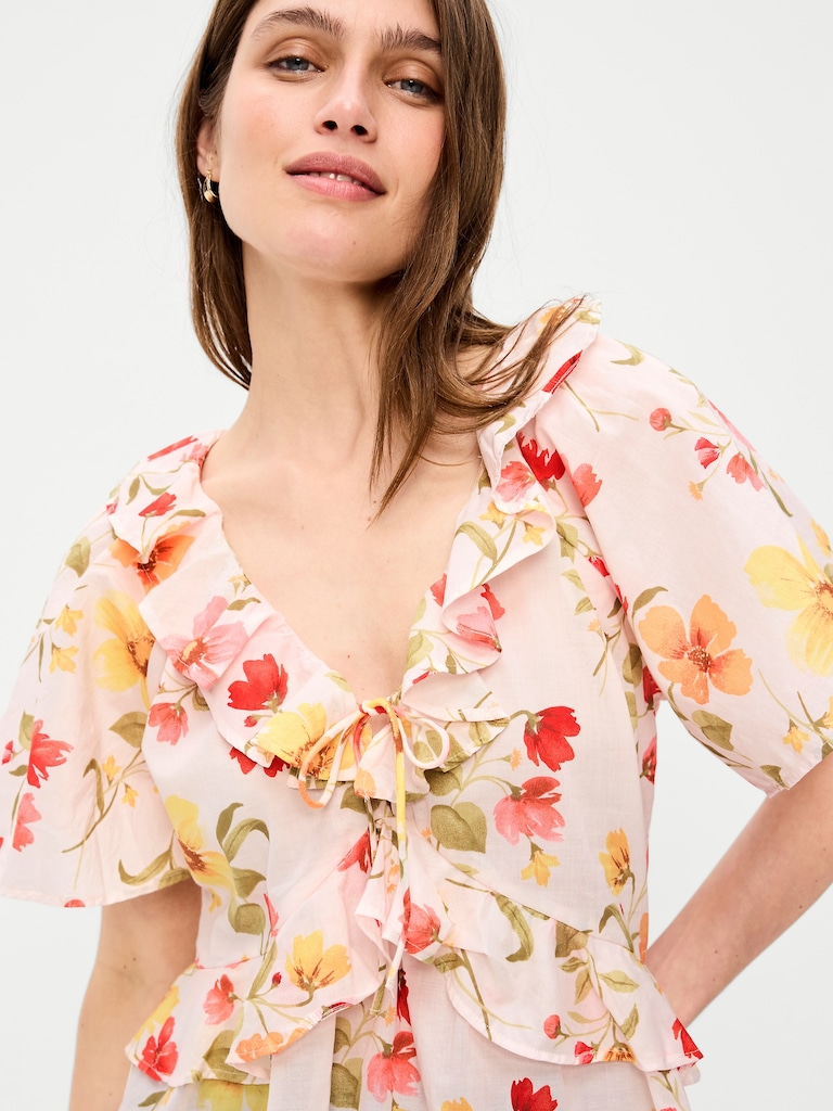 Ruffle Tie-Front Top