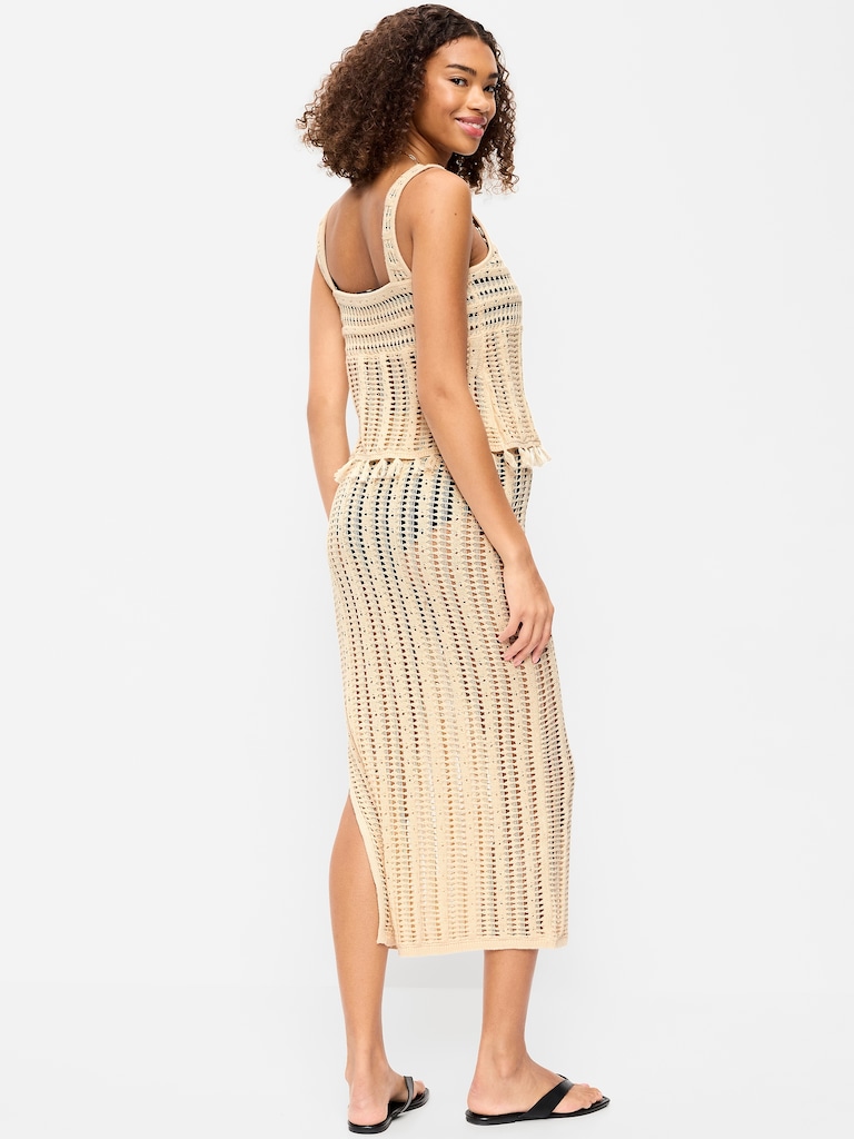 Open-Weave Column Maxi Skirt