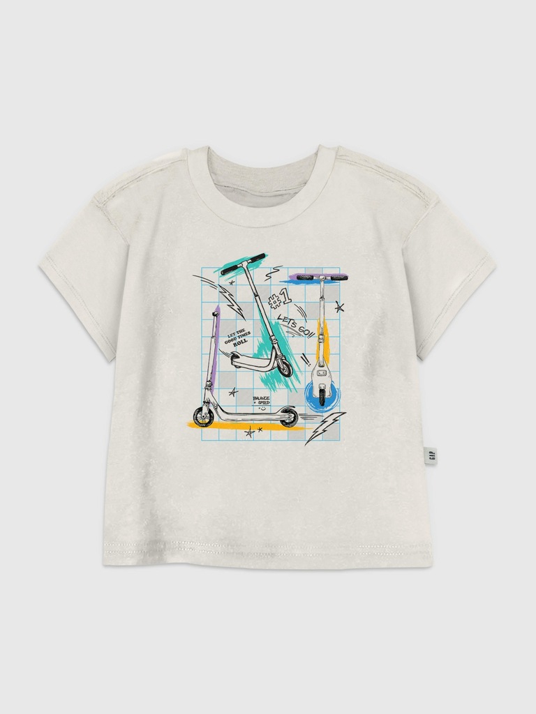 Toddler Scooter Grid Graphic T-Shirt