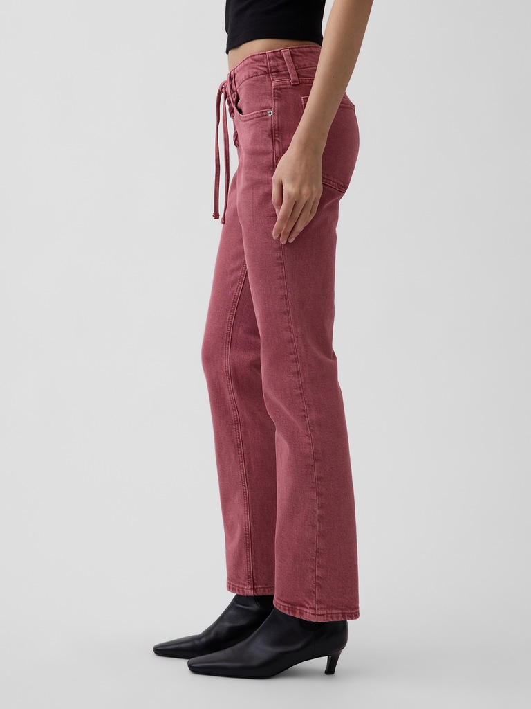 Low Rise Lace-Up '90s Slim Straight Jeans
