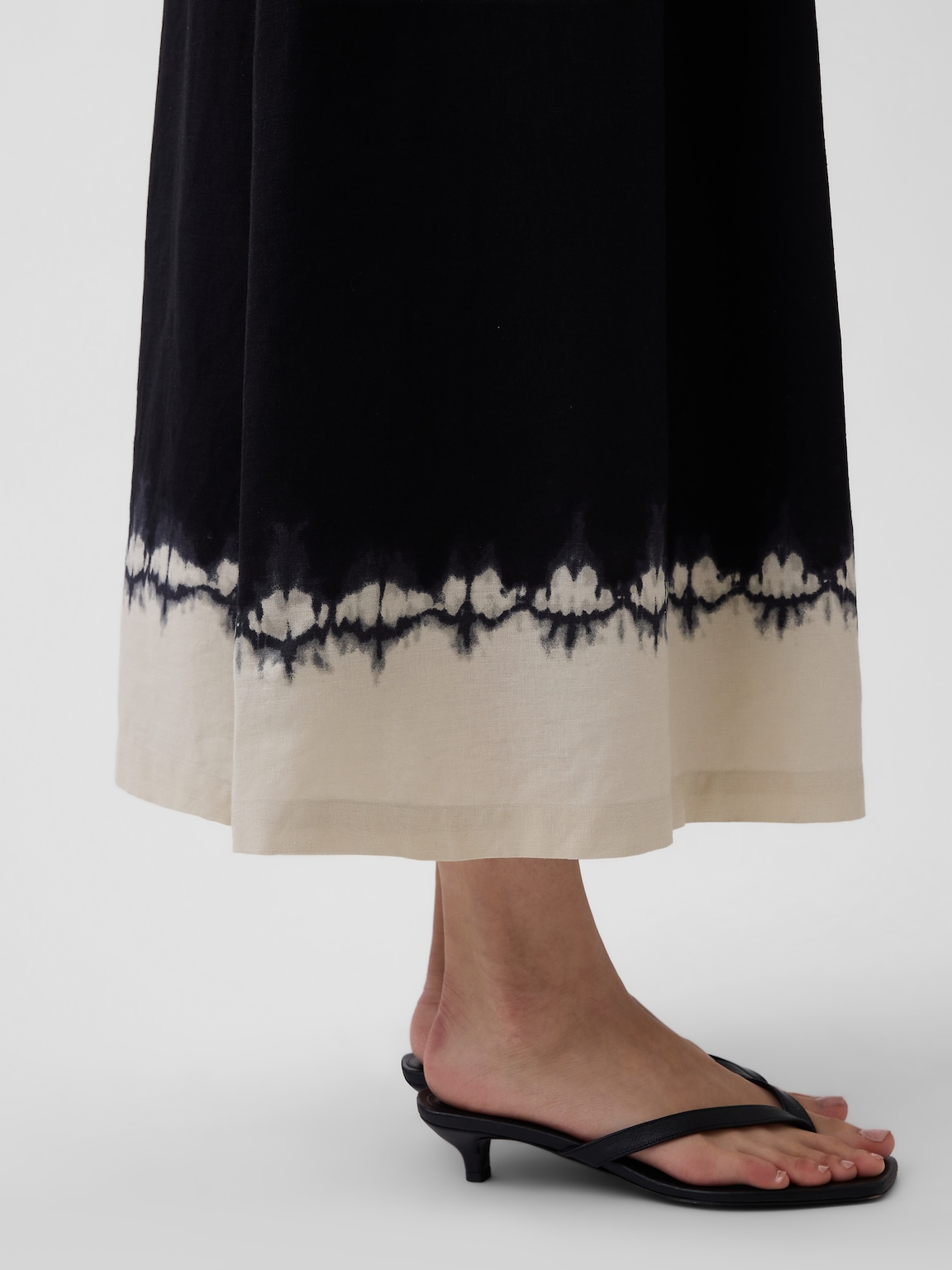 Linen-Blend Drop-Waist Corset Maxi Dress