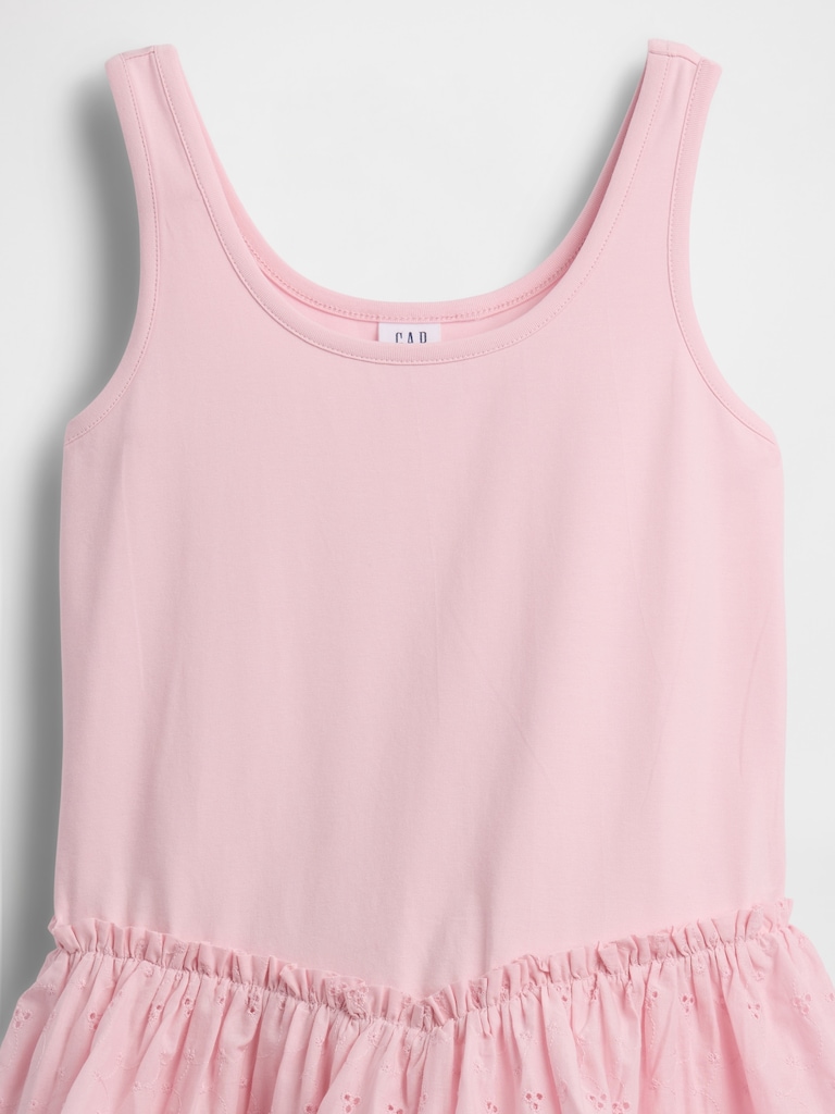 Kids Mixed Media Tiered Tank Dress