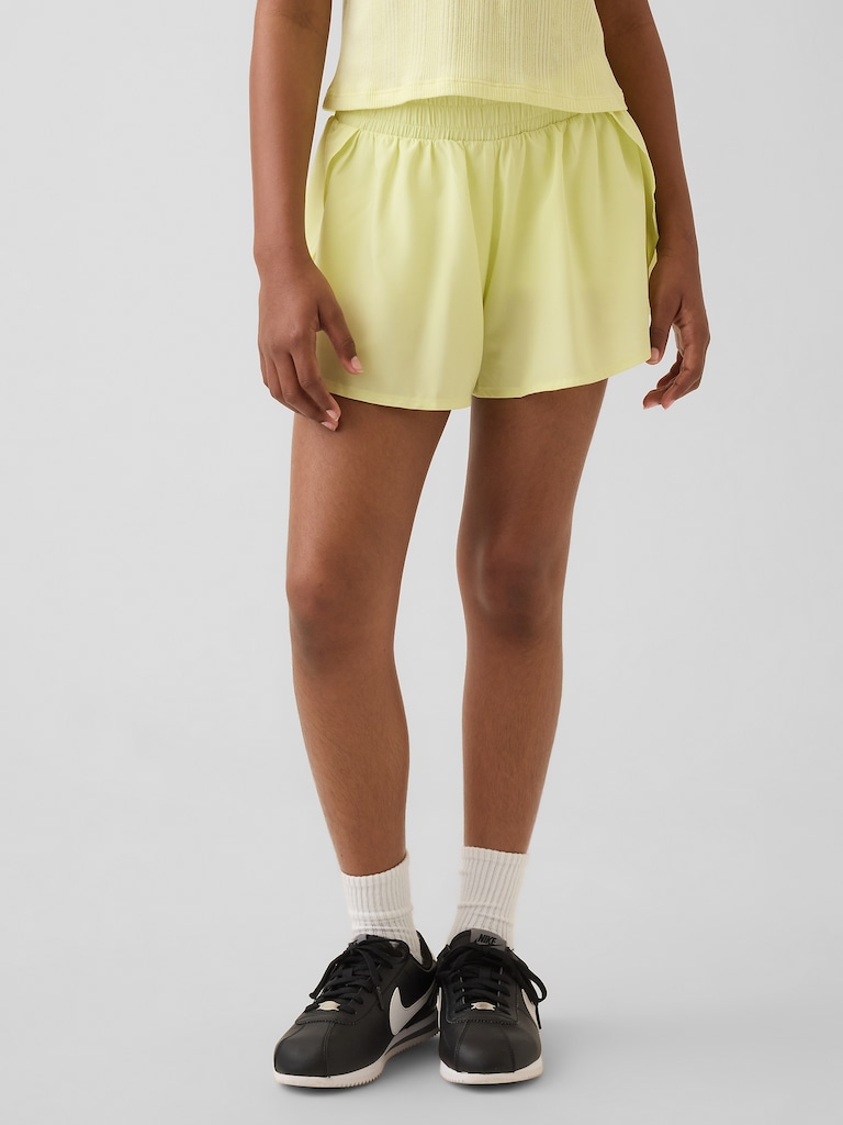 Kids Quick-Dry Butterfly-Hem Run Shorts