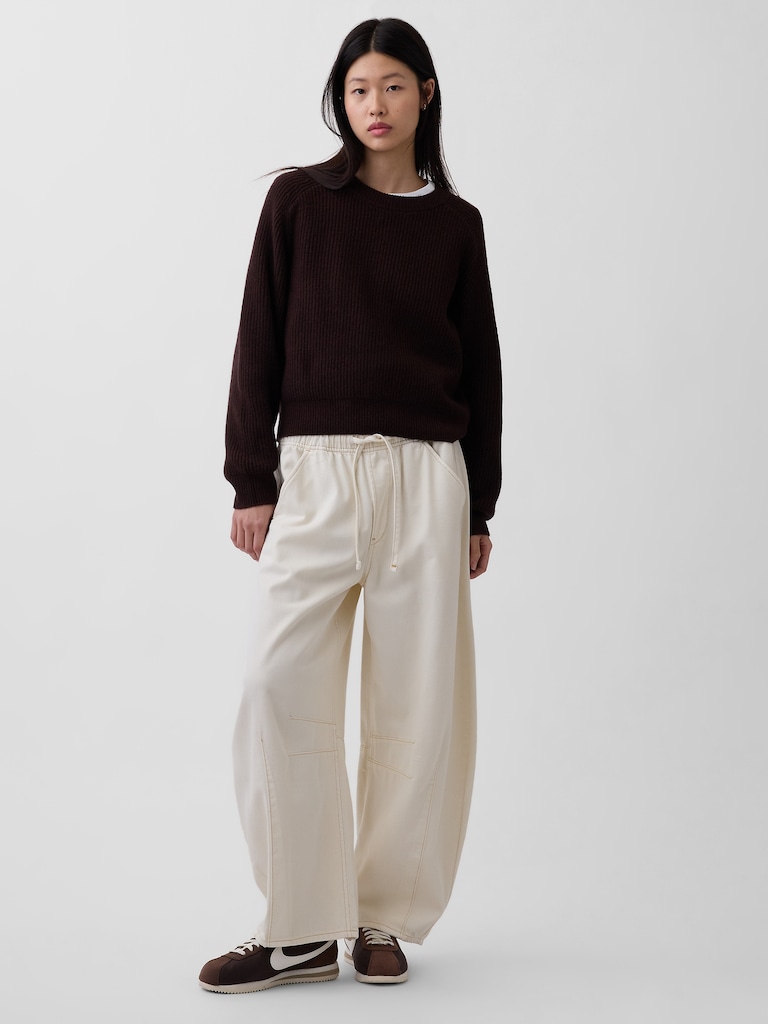 CashSoft Relaxed Shaker-Stitch Sweater