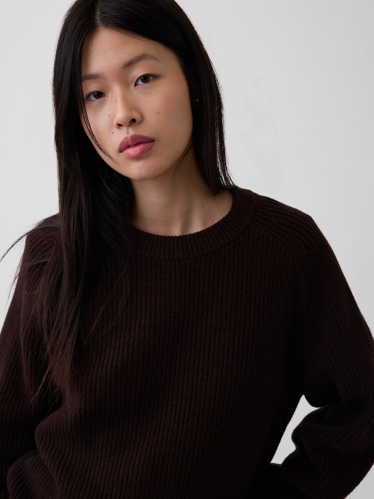 CashSoft Relaxed Shaker-Stitch Sweater