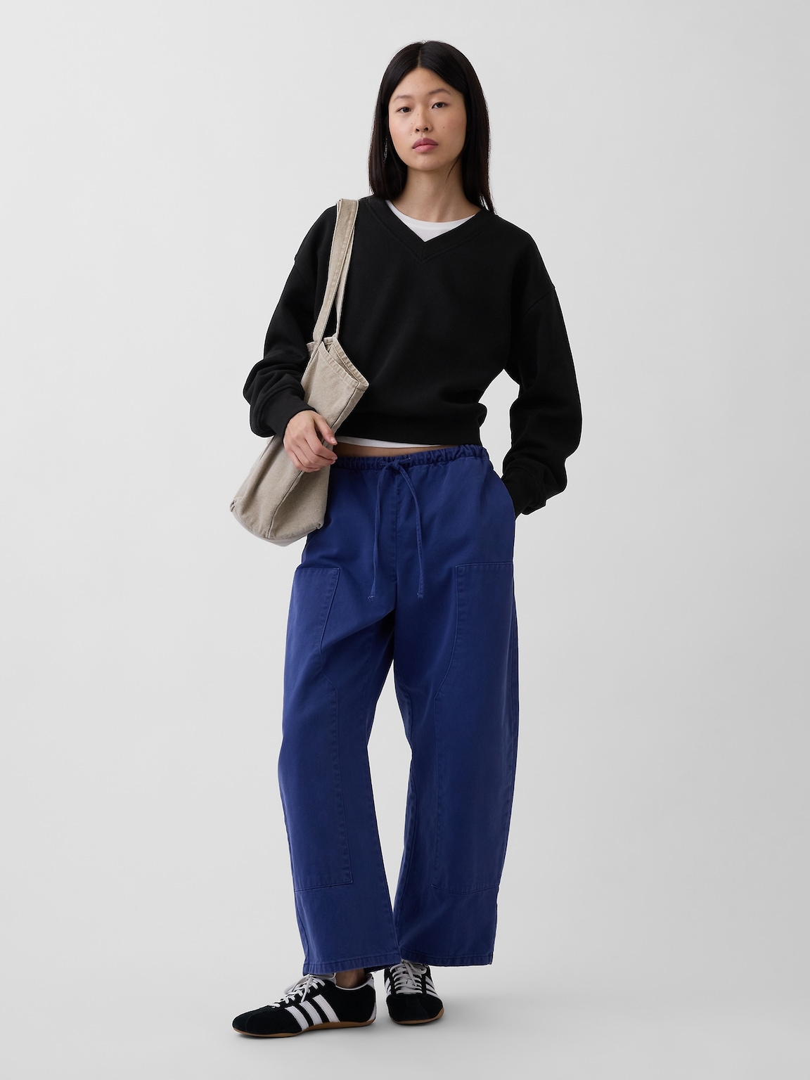 VintageSoft Oversized V-Neck Sweatshirt