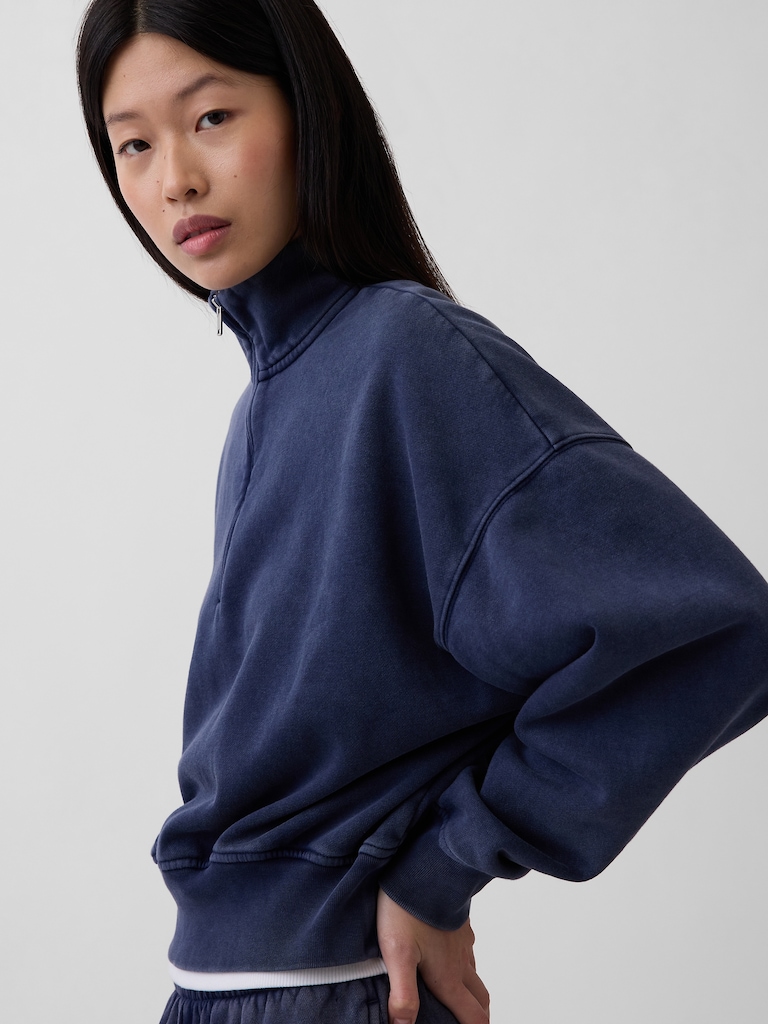VintageSoft Oversized Half-Zip Wedge Pullover