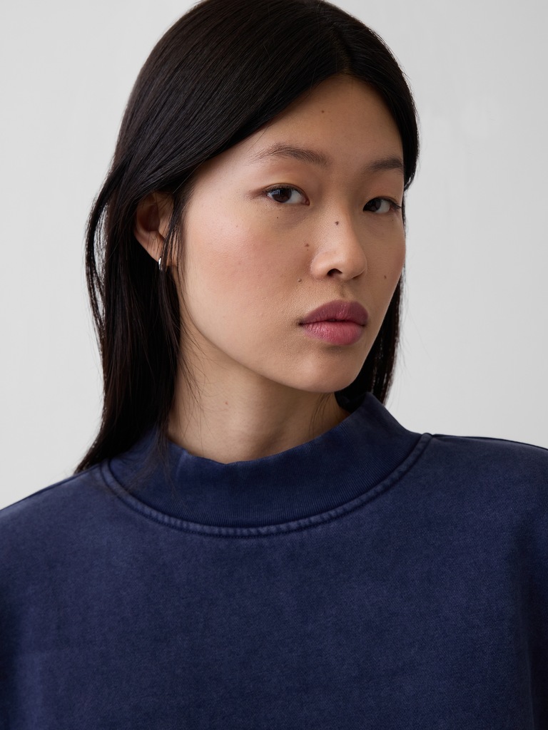 VintageSoft Oversized Mockneck Tunic Sweatshirt